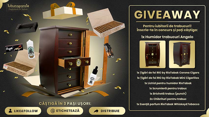 giveaway humidor trabucuri cu tigari de foi si accesorii trabucuri