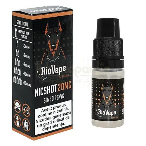 shot de nicotina cu o concentratie de 20 mg/ml riovape nicshot