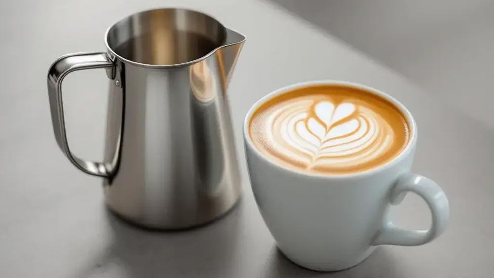 Cana metalica langa o ceasca de cafea