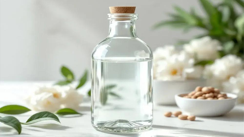 o sticla transparenta cu glicerina vegetala