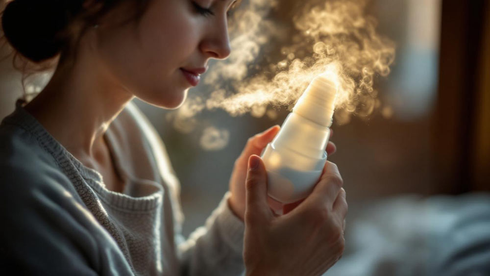 femeie care foloseste terapie inhalatorie