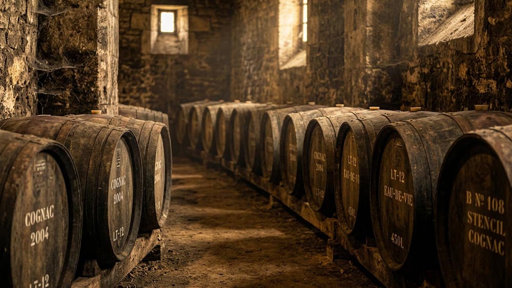 Butoaie de coniac depozitate