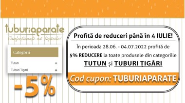 Reducere 5% la tutun si tuburi tigari