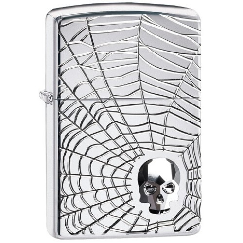bricheta metalica originala Zippo Spiderweb Skull