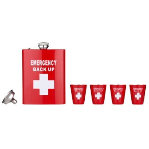 491161 Set plosca alcool Angelo Emergency (240 ml) Set plosca alcool cadou imprimeu haios Emergency Back Up marca Angelo