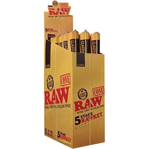Conuri RAW 5 Stage RAWKET (5 conuri x 5 dimensiuni) Conuri foite-prerulate maro marca RAW 5 Stage RAWKET