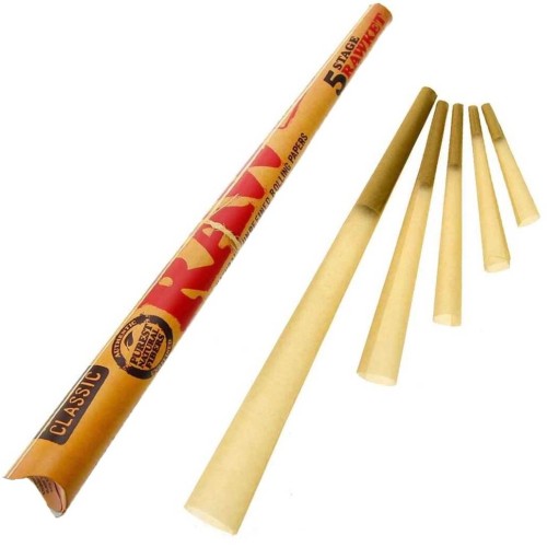 Conuri RAW 5 Stage RAWKET (5 conuri x 5 dimensiuni) Conuri foite-prerulate maro marca RAW 5 Stage RAWKET