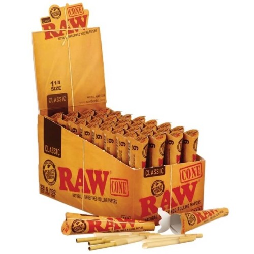 Conuri RAW Classic 1 1/4 (6 conuri) 83 mm Pachet cu 6 conuri pre-rulate RAW Classic 1/4 de 83 mm