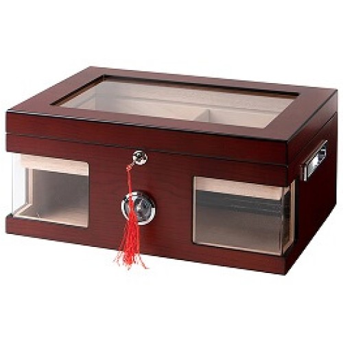 920060 Humidor trabucuri Angelo Window - extra sticla Humidor trabucuri Angelo Window cu umidificator si higrometru inclus