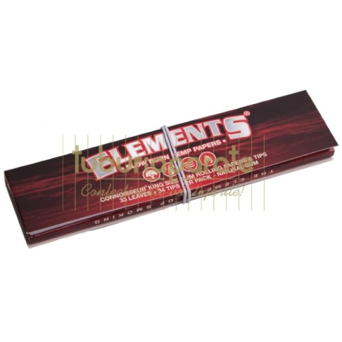 Foite rulat tutun Elements RED KS slim + filter tips - din orez Pachet cu 33 foite si 33 filter tips pentru rulat tutun Elements RED KS slim din orez