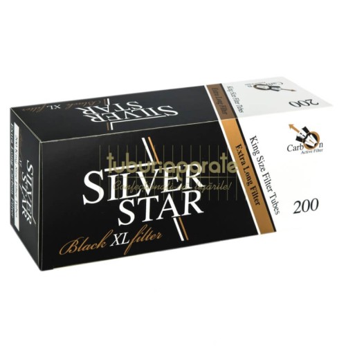 25 x Tuburi Tigari Silver Star Black XL carbon-activ promotie 25 cutii de tuburi pentru tigari Silver Star Black XL cu filtru cu carbon activ