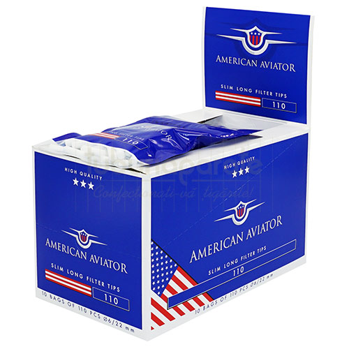 Filtre Tigari American Aviator Slim Long 6/22 mm (110) Pachet cu 110 filtre pentru tigari American Aviator Slim Long 6/22 mm