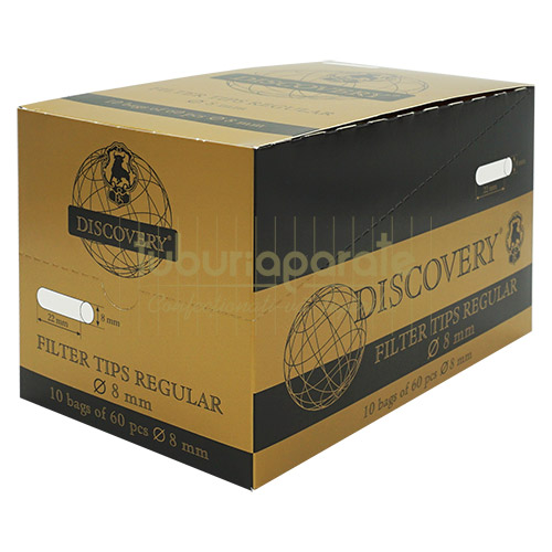 Filtre Tigari Discovery Regular Long 8/22 mm (60) Pliculet cu 60 filtre pentru tigari Discovery Regular Long cu dimensiunile de 8/22 mm
