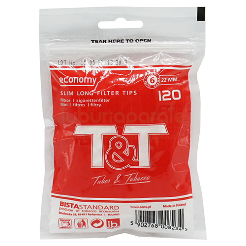 Filtre Tigari T&T Economy Slim Long 6/22 mm (120) Filtre Tigari T&T Economy Slim Long 6/22 mm (120)