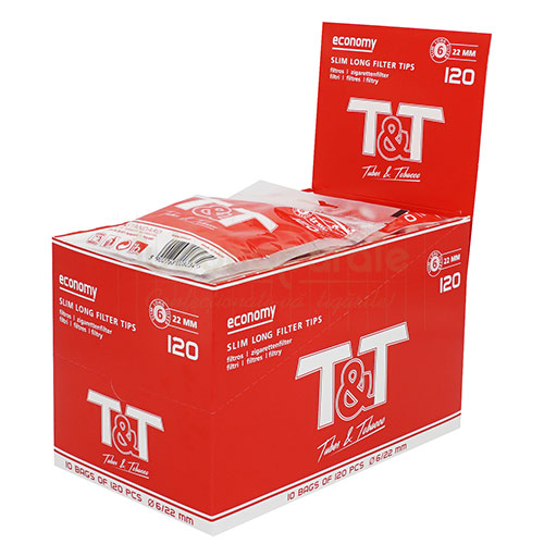 Filtre Tigari T&T Economy Slim Long 6/22 mm (120) Filtre Tigari T&T Economy Slim Long 6/22 mm (120)