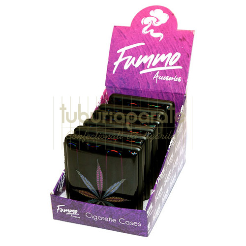 Tabachera Tigari Fummo Leaf X3 Tabachera metalica pentru tigari cu exterior cauciucat marca Fummo