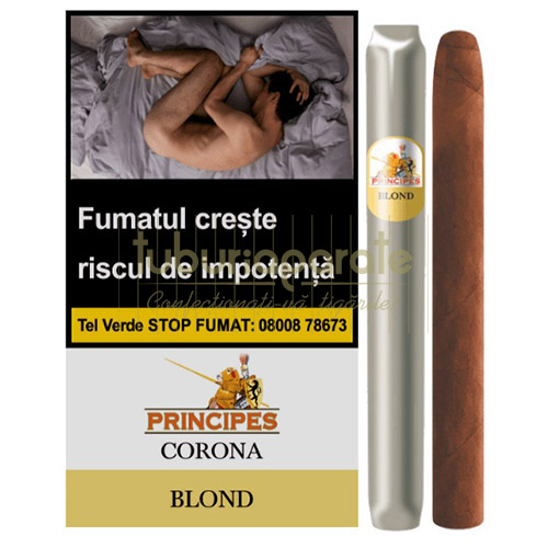 Tigari de foi La Aurora Principes Corona Blond 46g (vanilie) 5 Pachet cu 5 tigari de foi cu aroma de vanilie La Aurora Principes Corona Blond 46g