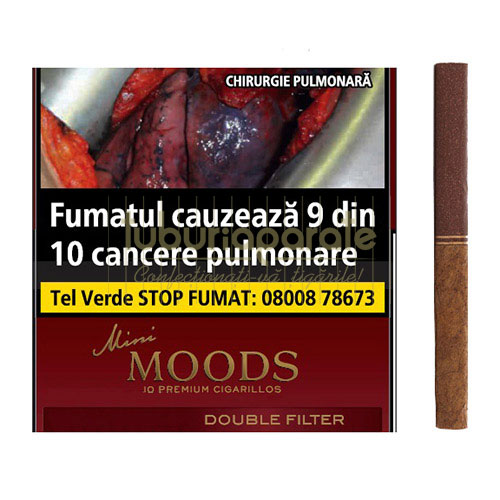 Tigari de foi Moods Mini Double Filter 20g (10) Pachet cu 10 tigari de foi cu filtru dublu Moods Mini Double Filter