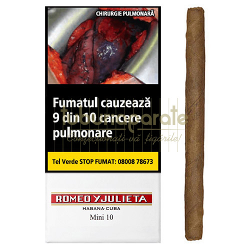 Tigari de foi Romeo Y Julieta Mini 18g (10) Pachet cu 10 tigari de foi cubaneze fara filtru Romeo Y Julieta Mini