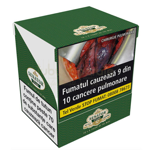 Tigari de foi Senator Midi Viridis 10g (menta) 4 Pachet cu 4 tigari din foi mentolate Senator midi Viridis