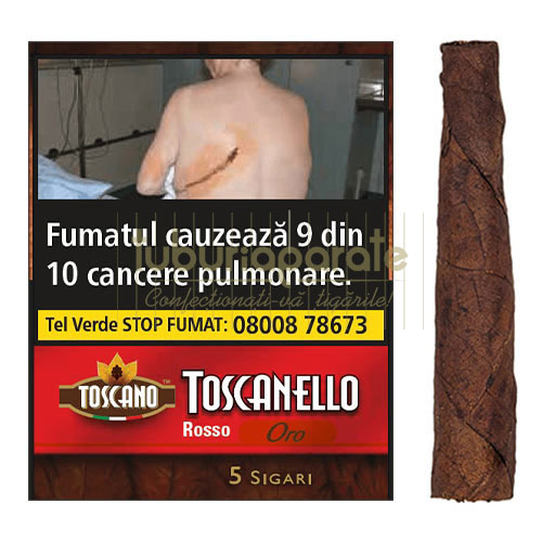 Tigari de foi Toscanello Rosso Oro 28g (cappuccino) 5 Pachet cu 5 tigari de foi fara filtru cu aroma de cappucino Toscanello Rosso Oro