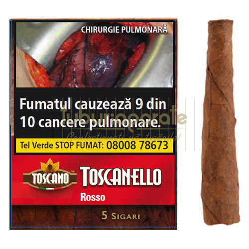 Tigari de foi Toscanello Rosso 28g (cafea) 5 Pachet cu 5 tigari de foi fara filtru cu aroma de cafea Toscanello Rosso