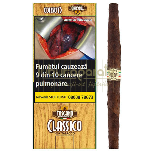 Tigari de foi Toscano Classico 50g (5) Pachet cu 5 tigari de foi fara filtru fabricate din tutun Kentucky Toscano Classico