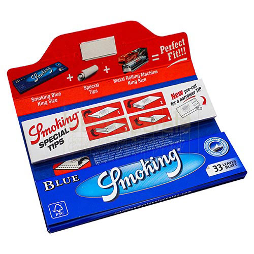 Foite Rulat Tutun Smoking Blue King Size + Filter Tips Foite Rulat Tutun Smoking Blue King Size + Filter Tips