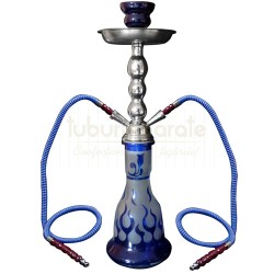 Narghilea cu doua furtunuri, Narghilea DM26 Blue 47 CM (metal case), TuburiAparate.ro