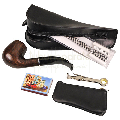 Set pipa incepatori (briar) Set complet de pipa confectionata din briar pentru incepatori cu toate accesoriile incluse