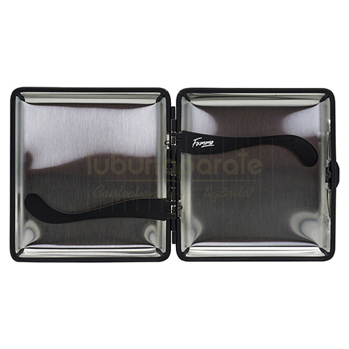 Tabachera Tigari Fummo Leaf X3 Tabachera metalica pentru tigari cu exterior cauciucat marca Fummo