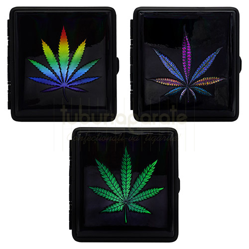 Tabachera Tigari Fummo Leaf X3 Tabachera metalica pentru tigari cu exterior cauciucat marca Fummo
