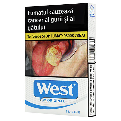 West Blue Slim (SL-Line) Pachet cu 20 tigarete slim West Blue Slim de 7 mg