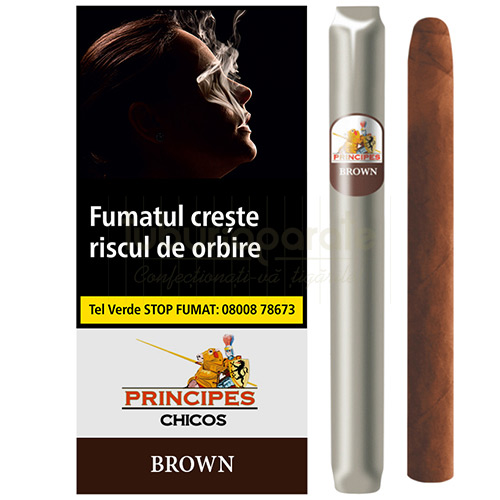 Tigari de foi La Aurora Principes Chicos Brown 25g (ciocolata) 5 Pachet cu 5 tigari de foi cu aroma de ciocolata La Aurora Principes Corona Brown
