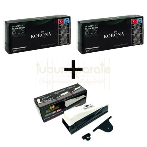 2 x Korona Slim Menthol 250 + Aparat Korona Slim Pachet promotional cu 2 x Korona Slim Menthol 250 + Aparat Korona Slim