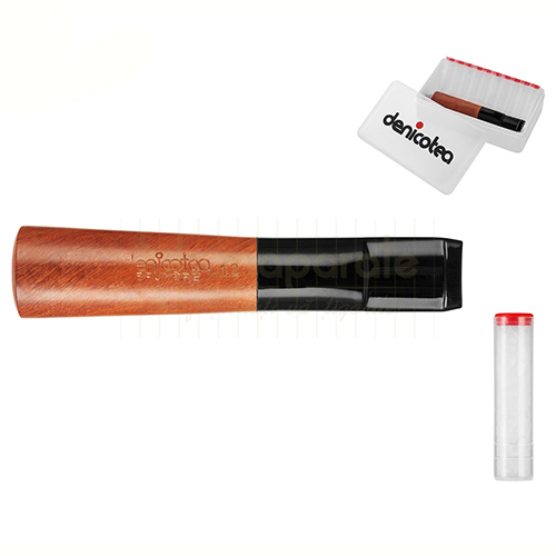 Port tigari de foi Denicotea Port tigari de foi confectionat din lemn de briar si mustiuc din plastic cu 10 filtre incluse marca Denicotea