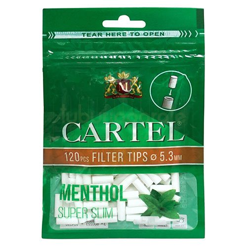 Filtre Tigari Cartel Menthol Extra Slim 5,3/15 mm Plic cu 120 de filtre pentru rulat tigari cu aroma de menta Cartel Menthol Extra Slim