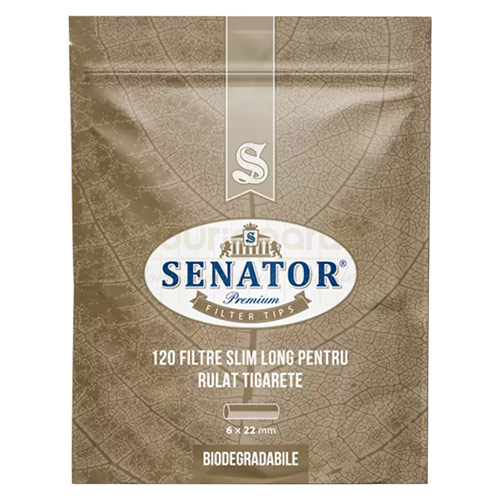 Filtre Tigari Senator Bio Slim Long 6/22 mm (120) Plic cu 120 de filtre pentru rulat tigari biodegradabile Senator Bio Slim Long
