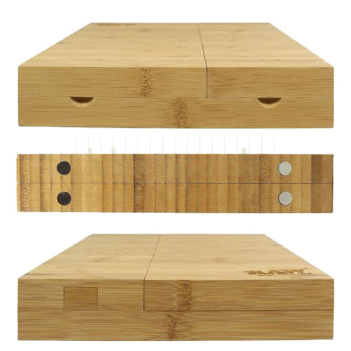 Tava RAW Bamboo Magnetic Triple Flip (bambus) Tava din bambus pentru rulat foite si depozitat accesoriile pentru fumat RAW Bamboo Magnetic Triple Flip