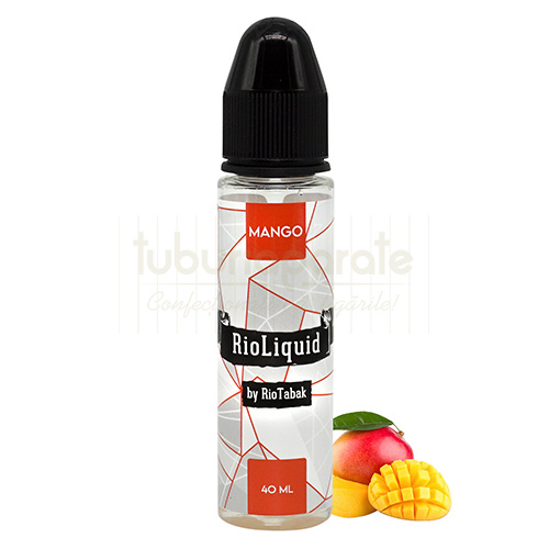 Lichid RioLiquid 40 ml Mango Sticluta din plastic rezistent cu 40 ml de lichid pentru tigara electronica cu aroma de mango RioLiquid Mango