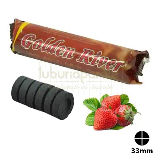 Carbuni narghilea Golden River Capsuni (33 mm) Pachet cu 10 tablete de carbuni pentru narghilea Golden River Capsuni