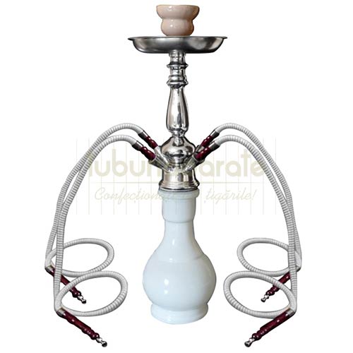 Narghilea DM55 White 44 CM Narghilea alba cu patru furtunuri ieftina de vanzare DM54 White 44 CM