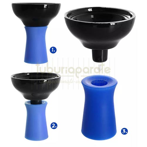Narghilea Kaya Elox Twist Blue 62 CM Narghilea albastra de vanzare cu un furtun Kaya Elox Twist Blue 62 CM
