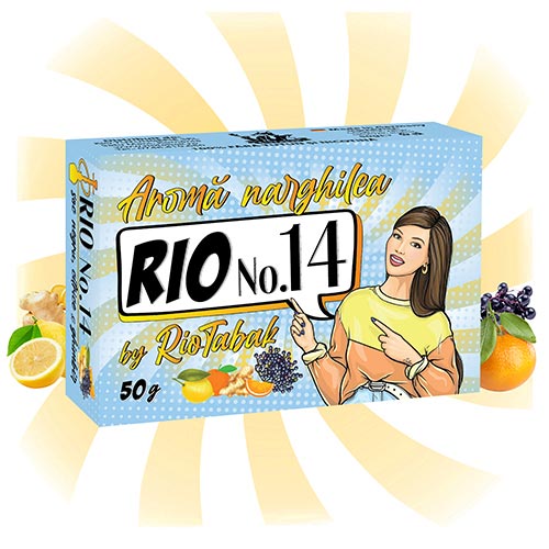 Aroma narghilea RIO No. 14 (soc negru, lamaie si ghimbir) 50g