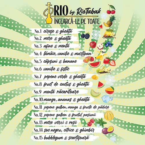 Aroma narghilea RIO No. 6 (vanilie si fistic) 50g Pachet cu 50 grame de inlocuitor pentru tutunul de narghilea cu aroma de vanilie si fistic RIO No. 6