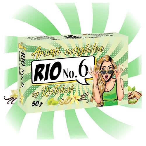 Aroma narghilea RIO No. 6 (vanilie si fistic) 50g Pachet cu 50 grame de inlocuitor pentru tutunul de narghilea cu aroma de vanilie si fistic RIO No. 6