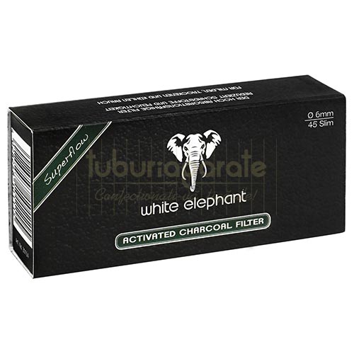 Filtre Pipa White Elephant 6 mm Carbon (45) Pachet cu 45 filtre pentru pipa White Elephant 6 mm Carbon