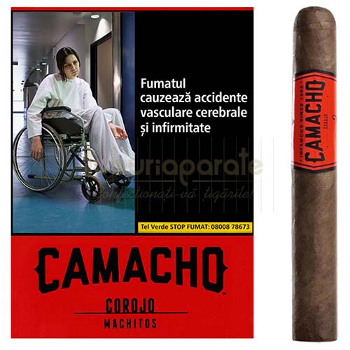 Tigari de foi Camacho Corojo Machitos 45g (6) Pachet cu 6 tigari de foi dominicane confectionate manual Camacho Corojo Machitos