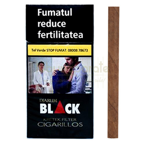 Tigari de foi DJARUM Black Filter 17g (cuisoare) 10 Pachet de 10 tigari de foi aromate cu aroma de cuisoare marca DJARUM Black Filter