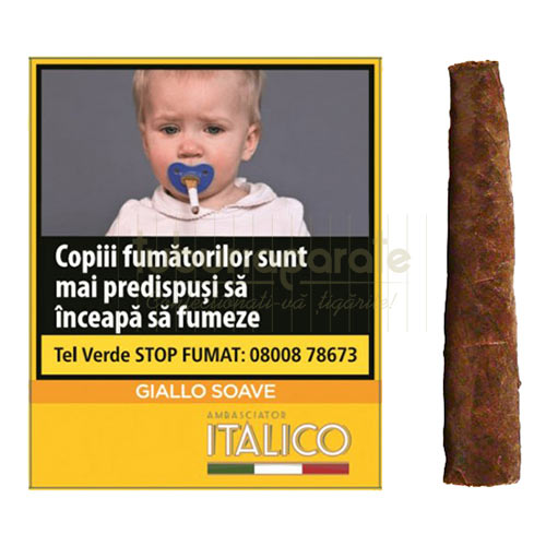 Tigari de foi Ambasciator Italico Giallo Suave 29g (vanilie) 5 Pachet cu 5 tigari de foi fara filtru cu aroma de vanilie Ambasciator Italico Giallo Suave